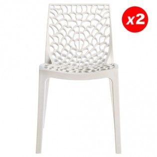 S6316BL2 - Lot de 2 chaises empilables Gruvyer en polypropylène blanc - Weber Industries - largeur 52 cm_0