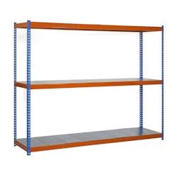 SimonRack Étagère Industrielle, 2000x2100x600 mm, 3 Niveaux, Métal, Étagère Charge Lourde, Bleu/Orange/Galvanisé - Simonforte - bleu métal 8425_0