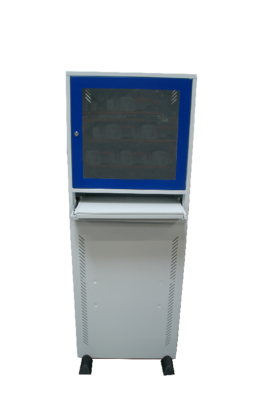 Armoire informatique métallique - protection industrielle pour poste complet - avec porte vitrée, tiroir et socle mobile_0