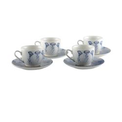 Aulica Tasses à café avec sous tasses méduse - lot de 4 - bleu 765101_0