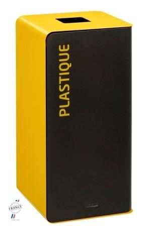 Borne de tri sélectif Cubatri 90 L - Façade Gris Manganèse ou blanche, Acier poudré anti-UV_0