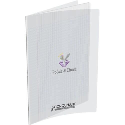 CONQUERANT Lot de 10 Cahier Poésie & Chant Classique PP piqué A4, 96p./48 feuilles 90g/m², Séyès/uni, incolore - 3020120156224_0