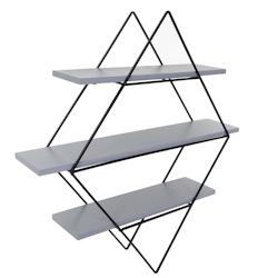 Décoshop26 - Étagère murale suspendue design industriel 3 niveaux 60x55x12 cm en bois de pin gris-bleu 04_0008651 - bleu 3000262661015_0