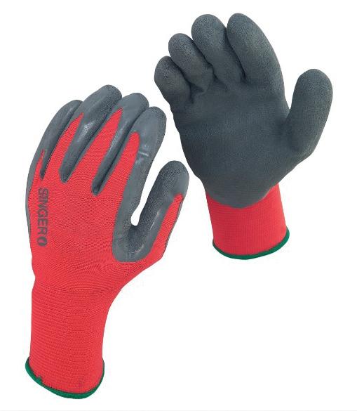 Gants tricot polyamide enduit latex rouge/gris t8 - SINGER - nym15lg - 8 - 690082_0