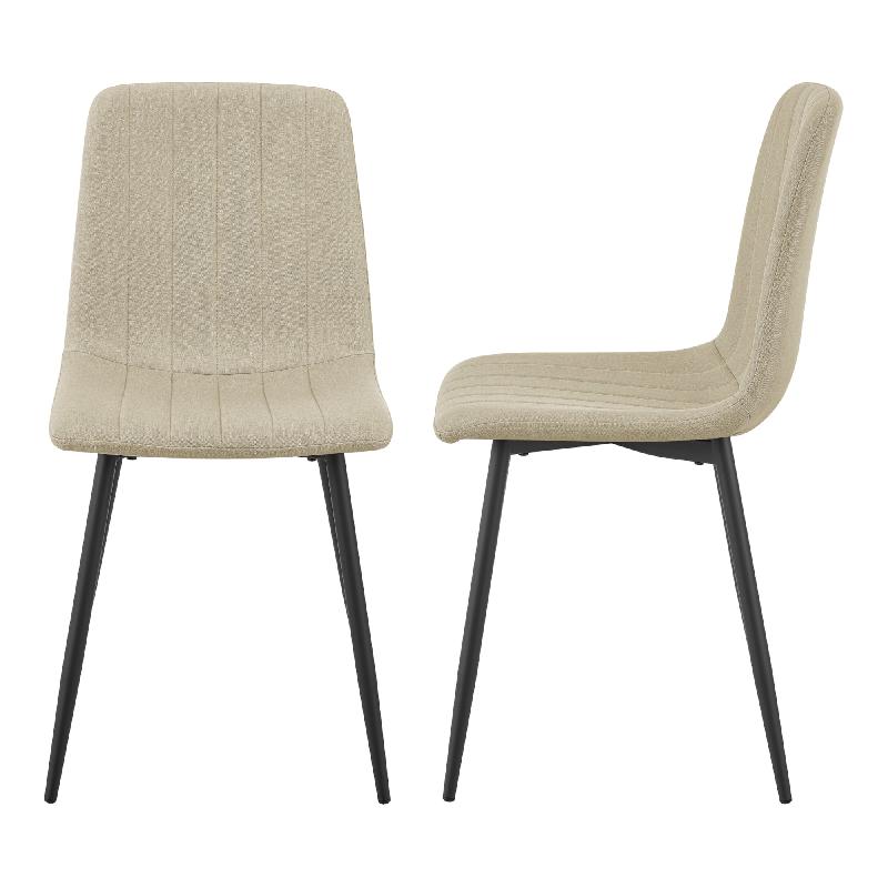 Lot de 2 chaises de salle à manger - style scandinave - 89 x 43 x 51 cm - tissu beige et pieds noirs - 03_0006715_0