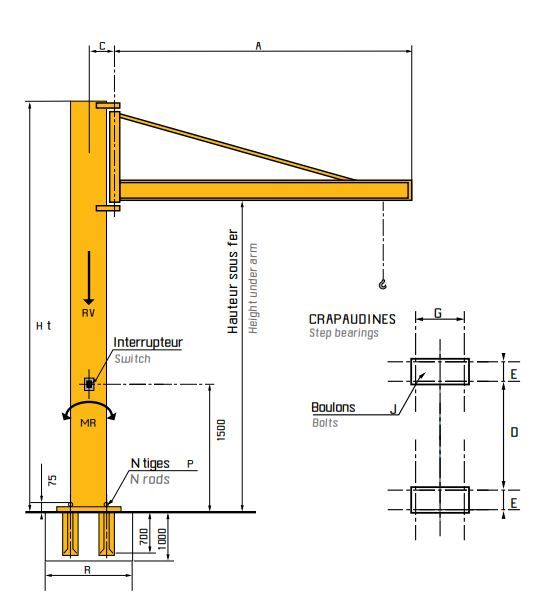 Potence triangulée à profil IPE - Fayat Entreprise TP - Charge 125 à 2500 kg - Portée jusqu'à 10 mètres_1