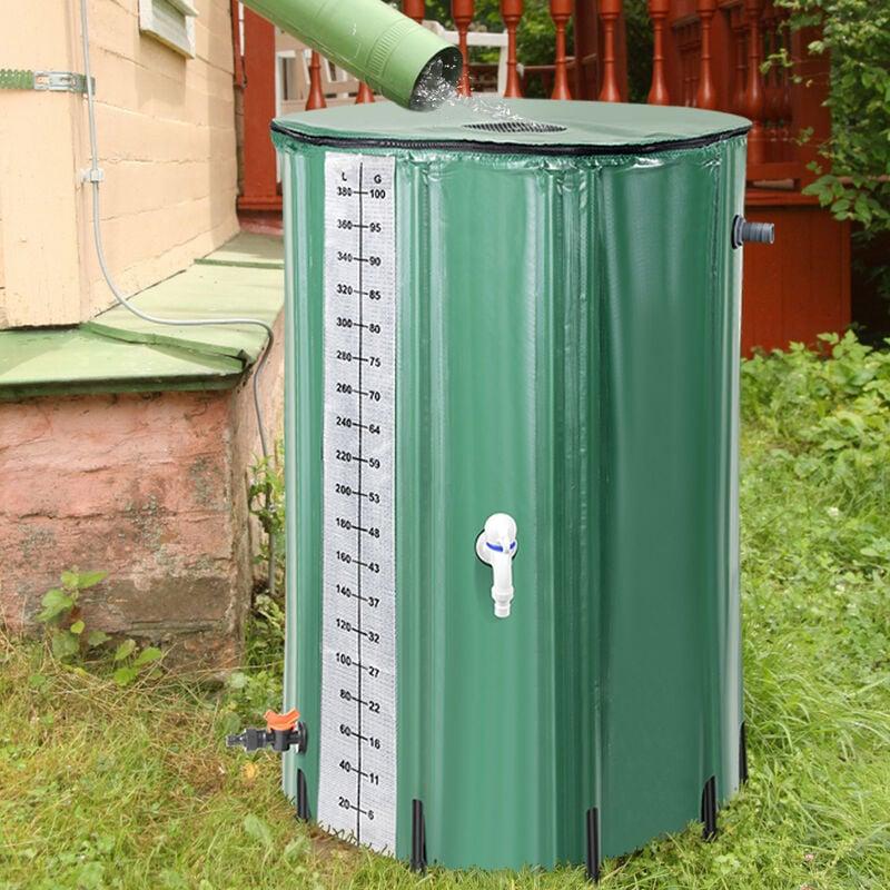 Réservoir récupérateur d'eau de pluie 500 litres - Cuve polyéthylène  aérienne verte - Horizontal au meilleur prix - Rototec