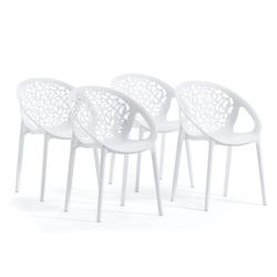 RATTATAN Lot de 4 chaises empilables en polypropylène renforcé de fibre de verre, pour extérieur et jardin, restaurant, cuisine design moderne –_0