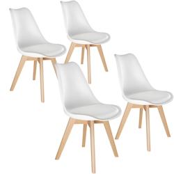 Tectake 4 Chaises de Salle à Manger FRÉDÉRIQUE Style Scandinave Pieds en Bois Massif Design Moderne - blanc -403813 - blanc plastique 403813_0