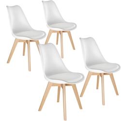 TECTAKE Ensemble de 4 chaises de salle à manger rembourrées ergonomiques blanc -403813 - blanc plastique 403813_0