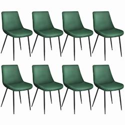 Tectake Lot de 8 chaises de salle à manger Monroe aspect velours - vert foncé -404932 - vert polyester 404932_0