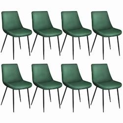 Tectake Lot de 8 chaises Rembourrées aspect velours Ergonomique vert foncé - 404932 - vert polyester 404932_0
