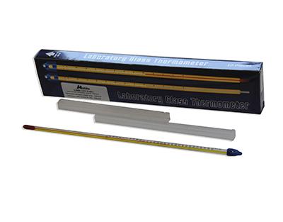 Thermomètre fond jaune à liquide rouge -10/50(0,5), avec certificat de lot - Ref.: KJB026_0