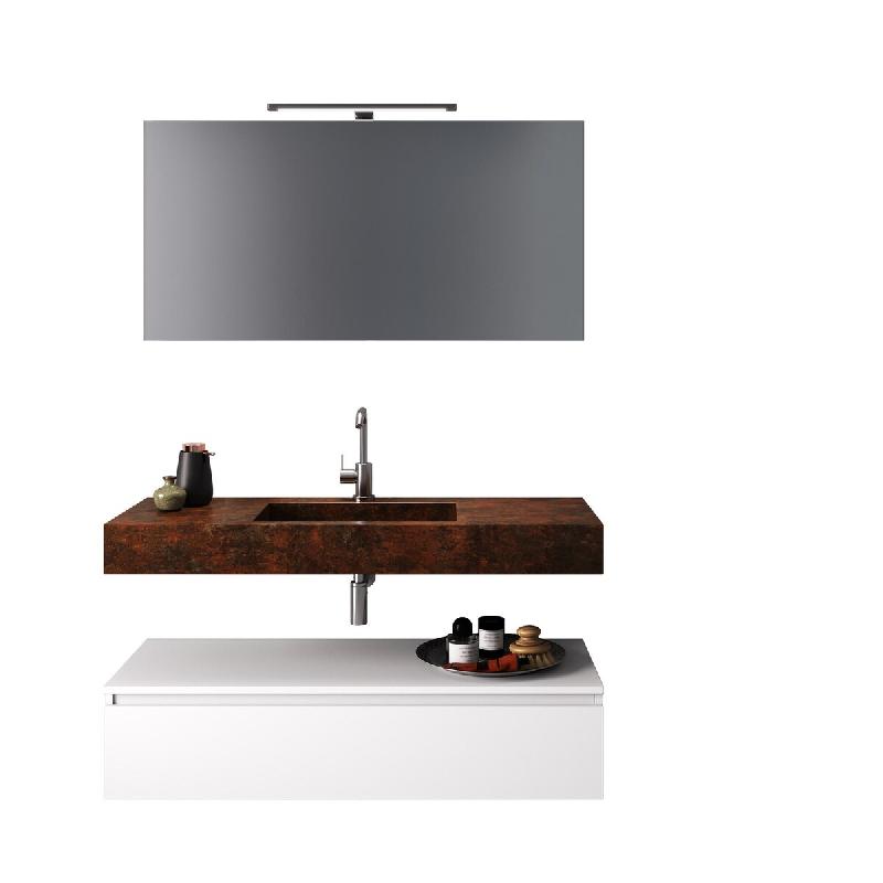 AQA Design Composition de salle de bain en mélamine 5 pièces ASTRA corten/blanc. L.90 P.45 H.190 MPAS23-COR-O1 - multicolore Bois manufacturé MPAS2_0