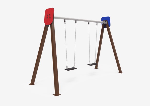 Jl1020000 - Balançoires sur portique en métal avec 2 plats - structure robuste et résistante_0
