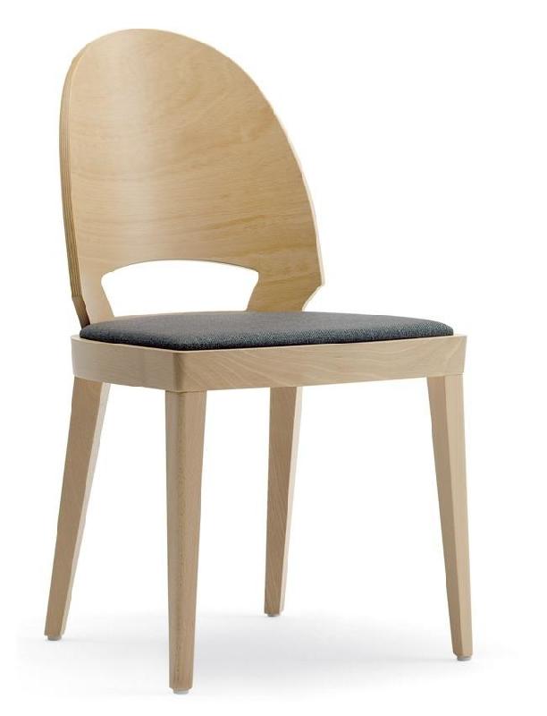 Chaise Oraline - assise rembourrée et dossier en bois_0