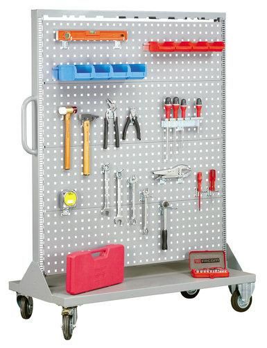 CHARIOT PORTE OUTILS GRAND MODÈLE AVEC 8 BACS PLASTIQUE 0.25 ET 1 LITRE