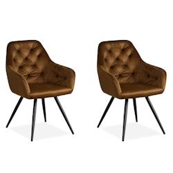 Décoshop26 - Lot de 2 chaises de salle à manger salon avec revêtement en velours confortable en marron CDS06105 - marron 3000429869605_0