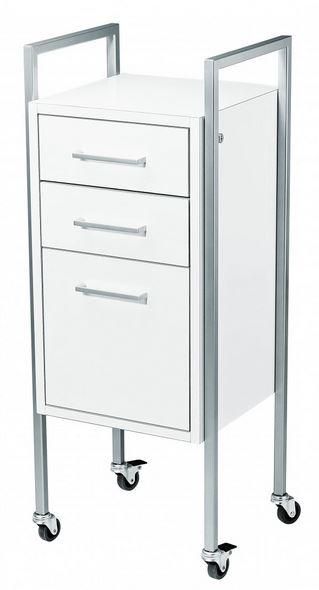 Desserte Linea - meuble pour salon de beauté avec caisson bois mélaminé et 3 tiroirs stratifiés_0