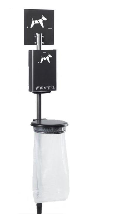 Distributeur de sac hygiène canine avec support sac - borne de propreté sur poteau - acier anticorrosion et anti-UV_0