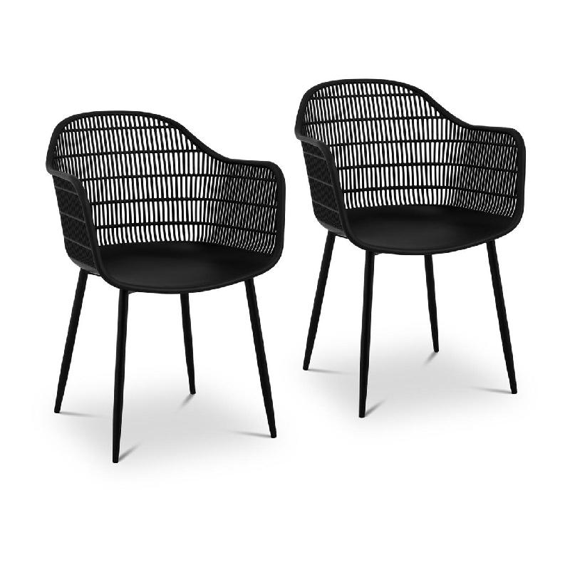 LOT DE 2 CHAISES DE SALLE À MANGER 150 KG MAX NOIR 14_0000874_0