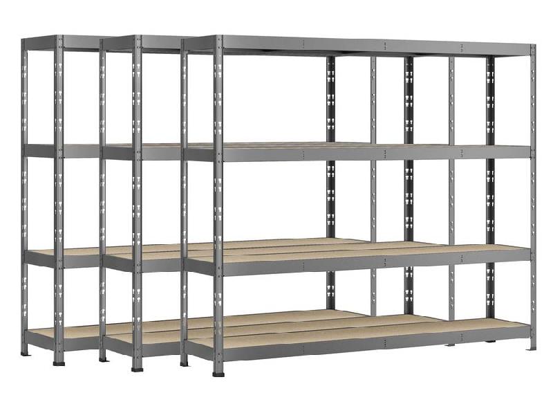 Lot de 3 étagères rack - 4 plateaux - 220 x 50 cm - charge lourde - rayonnage mi-lourd et lourd_0
