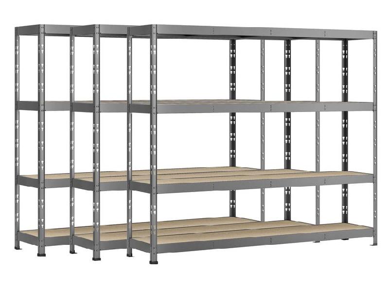 Lot de 3 étagères rack - 4 plateaux - 220 x 50 cm - charge lourde_0