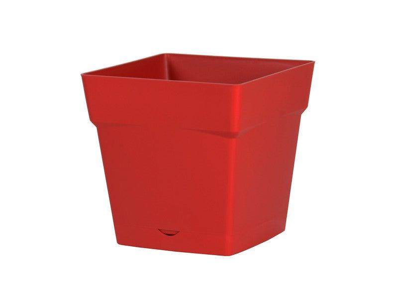 Pot de fleur en polypropylène - Rouge rubis - 24.8 x 24.8 x 24 cm - Volume 10.2L - Avec réserve d'eau_0