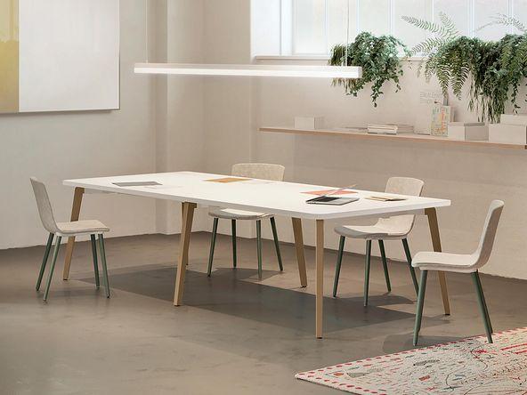 Table de réunion Timber - pieds en hêtre massif - 280x120 cm - pas cher_0