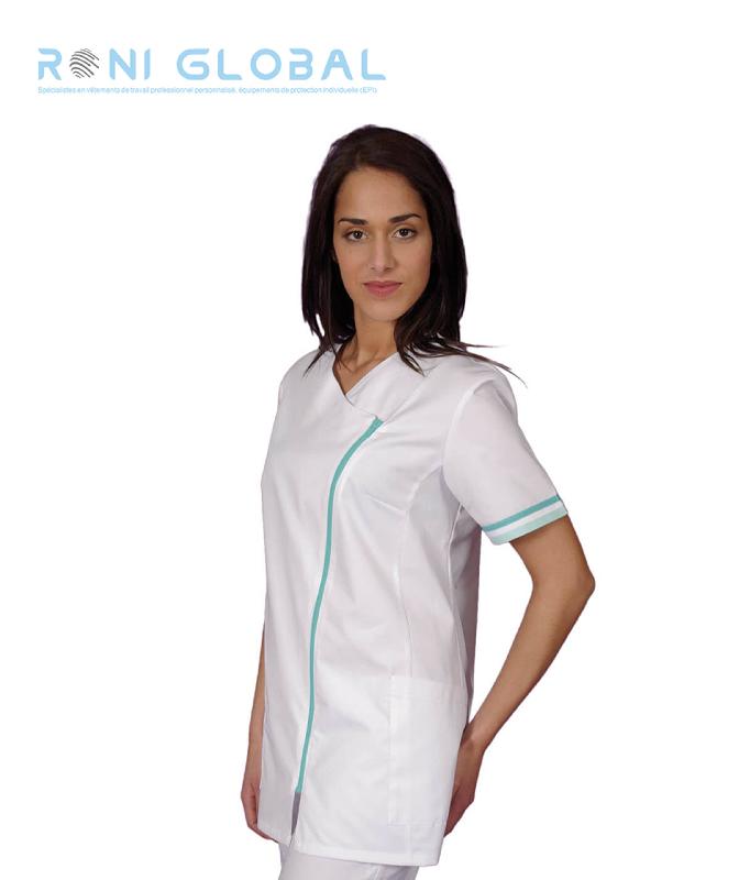 Tunique de travail médicale femme - manches courtes - polyester et coton - 2 poches - EMILIE REMI CONFECTION_0