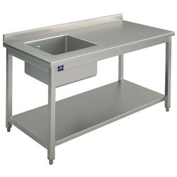 Mastro Plonge Inox avec Bac et Dosseret 1 Étagère - Profondeur 600 mm - Virtus - l100- L- P60- h85- - 0698142512248_0