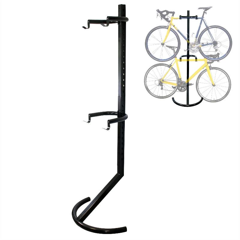 Béquille pour 2 vélos - support suspension 90 kg - système d'accrochage compact en acier noir_0