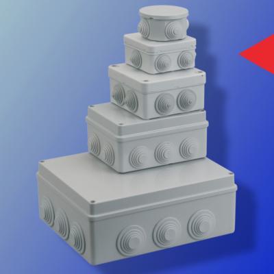 Boîte de dérivation étanche - 80x80 mm - grise avec couvercle à clipsage et 6 entrées_0