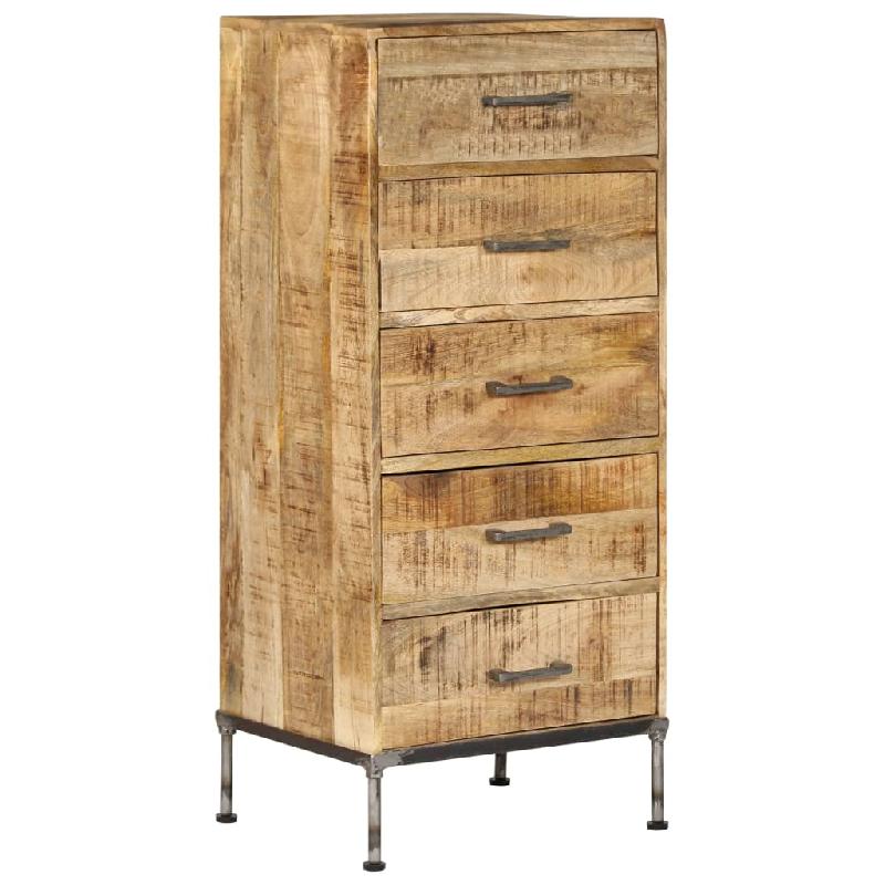 Buffet bahut en bois de manguier massif - 5 tiroirs - 106 cm - Style vintage industriel - Réf : 4402089_0