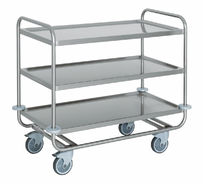 Chariot de service 3 niveaux universel - CS3/100S - Acier inox AISI 304 - 150 kg par plateau_0