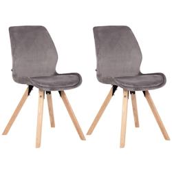 Décoshop26 - Lot de 2 chaises de salle à manger en velours gris style scandinave pieds bois CDS101126 - gris 3000390669600_0