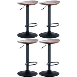 Décoshop26 - Lot de 4 tabourets de bar pivotant avec repose-pieds assise en bois noyer pieds en métal noir 10_0004519 - noir 3000252153414_0