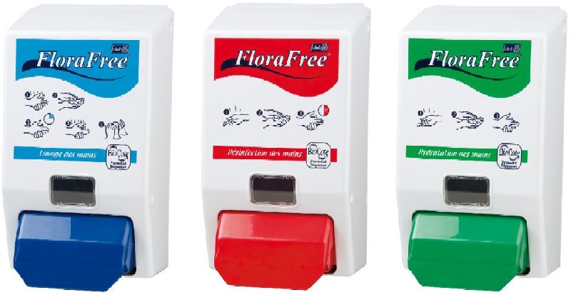 Distributeur Florafree 1 L - Sérigraphié - Agent antibactérien BIOCOTE - Bleu, Rouge ou Vert_0