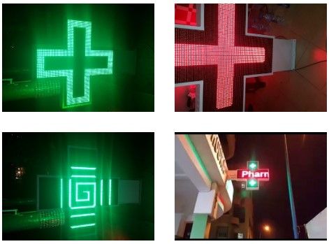Enseigne pharmacie 1m x 1m - Croix LED mono-couleur - Vert ou mixage rouge/vert - Fabrication marocaine_0