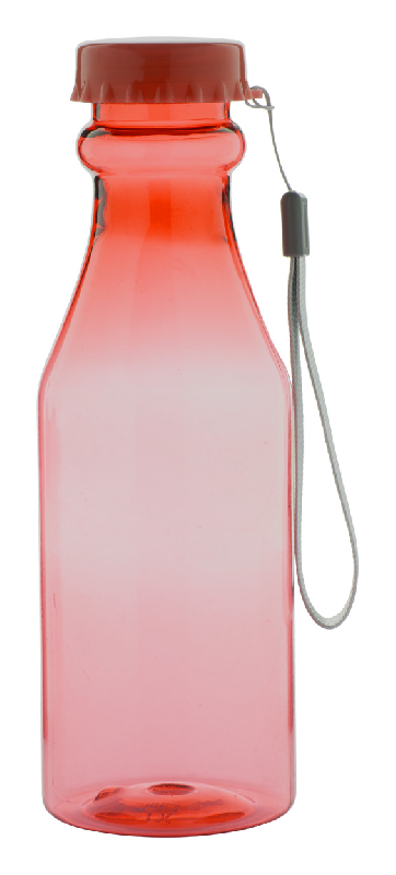 Gourde de sport en plastique transparent - 500 ml - avec bouchon à visser et dragonne - couleur rouge_0