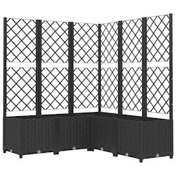 Helloshop26 - Jardinière bac lit surélevé plantes fleurs terrasse jardin avec treillis 120 x 120 x 136 cm PP noir 02_0038229 - 3000214199467_0