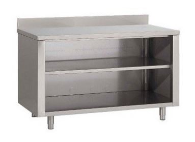 Meuble inox adossé avec une étagère réglable - Référence : MM1460_0