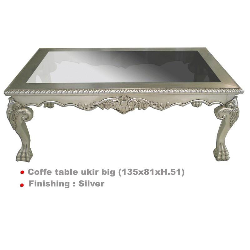 TABLE BASSE BAROQUE ARGENTÉE 135 X 80 CM UKIR_0