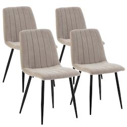 VS Venta-stock Pack 4 chaises Sagi recouvertes de tissu beige - beige polyester I22085_0