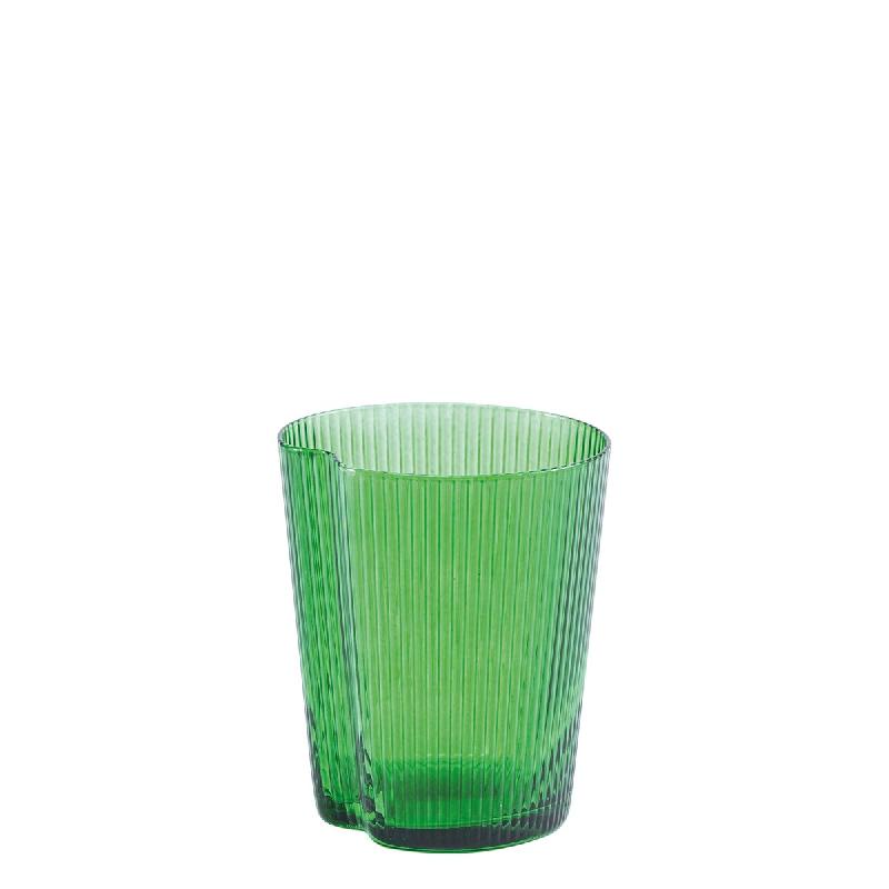 Zafferano Lot de 6 Verres Tumbler Handy en verre soufflé coloré Vert Pomme, design ergonomique empilable avec finition à rainures verticales, usage_0