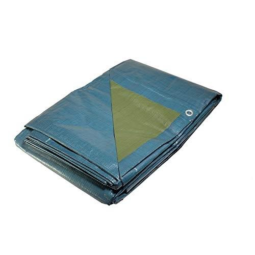 Bâche travaux 4x5 m - résistante - étanche - anti-UV - bleue et verte - avec œillets_0