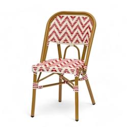 Bistromania Chaise de terrasse ALMA - Tressage rouge et blanc - EA107_0