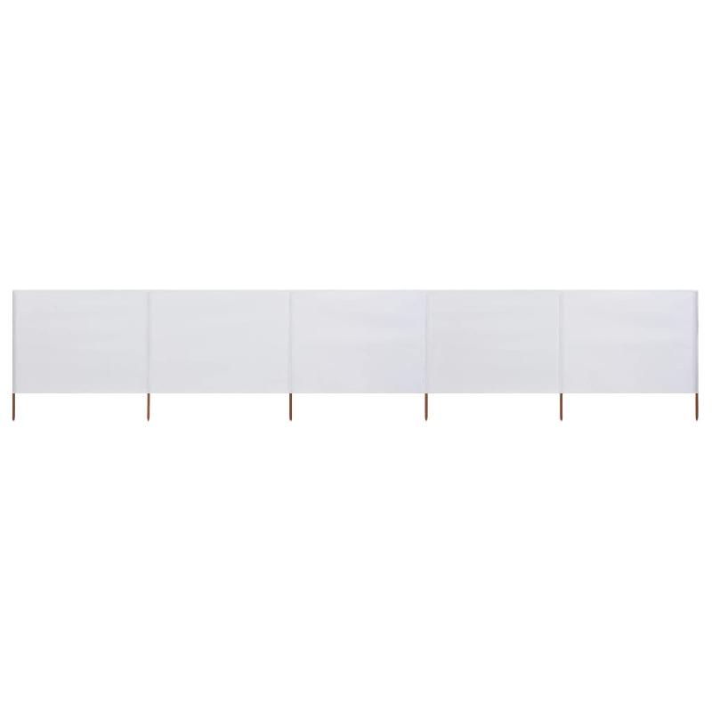 Brise-vue paravent pliable 5 panneaux - 600 x 160 cm - Blanc sable - Tissu non tissé et poteaux en bois_0