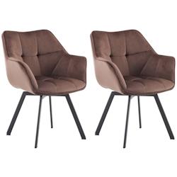 CLP Lot de 2 chaises de salle à manger Jordi velours Marron - marron textile 326634_0
