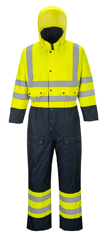 Combinaison contrast hi-vis matelassée jaune marine S485 - certifiée CE, bande réfléchissante, imperméable, taille M_0